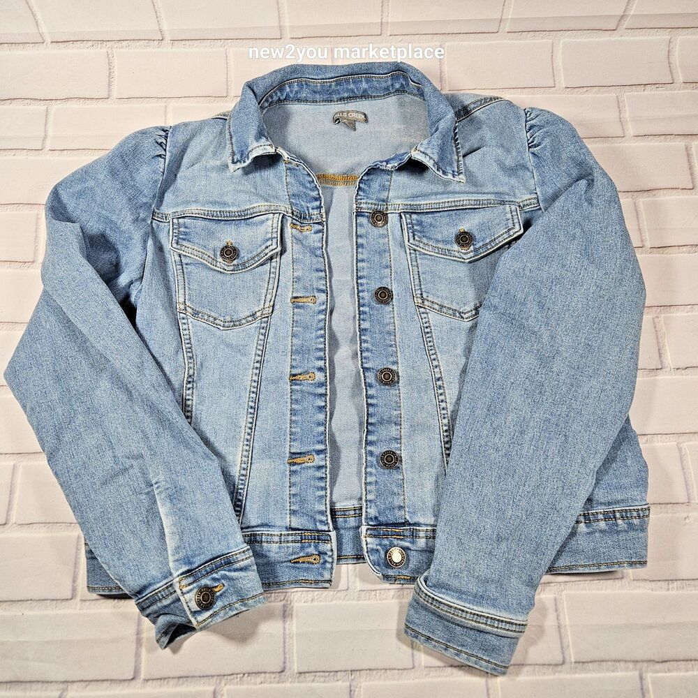 Falls Creek Denim Jacket Girls Size large Long Sleeve Button Up jean jacket - Picture 2 of 12